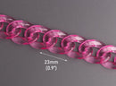1ft Hot Pink Chain Links, 23mm, Transparent Acrylic, For Make It Yourself Jewelry