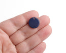 4 Midnight Blue Circle Charms, Flat Round Disks, 1 Hole, Cellulose Acetate, 15mm