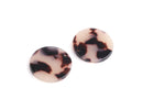 4 Round Connectors in Blonde Tortoise Shell, 2 Holes, Flat Circle Discs, Acetate, 22mm