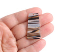 2 Trapezoid Charms in Yellow Zebra Print, Black Stripes, Flared Rectangle, Acrylic, 37 x 19mm