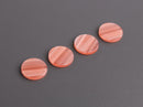 4 Light Peach Cabochons with Stripes, Undrilled, Round Discs, Pink Resin Flatbacks, 15mm