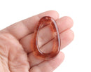 2 Amber Tortoise Shell Oval Hoop Beads, Large Ring Loops for Macrame and Earrings, Acrylic, 49 x 32mm
