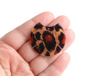 2 Leopard Print Charms, Half Circle Pendants, Geometric, Patterned Acrylic, 36.5 x 33.5mm