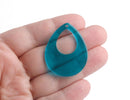 4 Transparent Blue Teardrop Pendants, Big Geometric Beads, Acrylic, 38 x 30mm