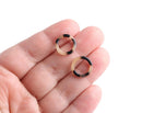 4 Small Ring Links in Blonde Tortoise Shell, Mini Round Circle Charms, Acetate, 14mm