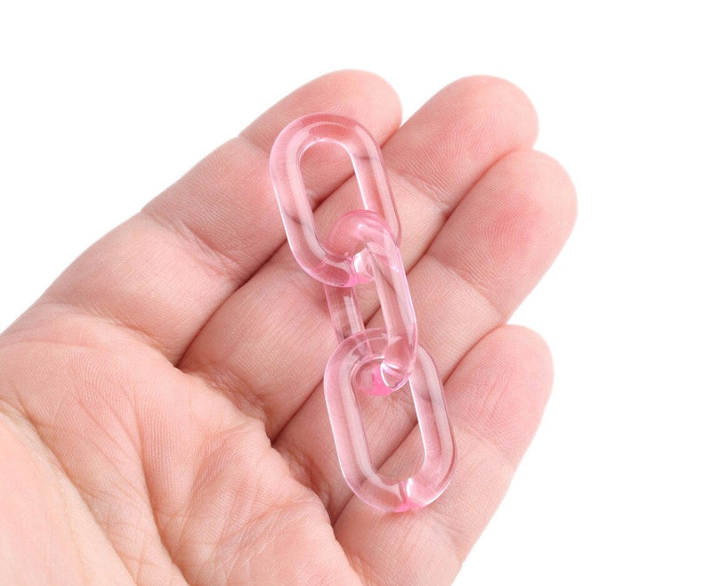 1ft Ballet Pink Chain Links, 27mm, Transparent Acrylic, Cute Girly Aesthetic