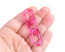 1ft Hot Pink Chain Links, 27mm, Transparent Acrylic, Oval Paperclip Connectors