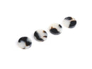 4 Small Round Charms in White and Black, 1 Hole, Jewelry Supply, Acetate Plastic, 12mm