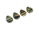 4 Small Teardrop Links in Sage Green, 2 Holes, Iridescent Stripes, Plastic Connectors, Acetate, 17.5 x 13.5mm