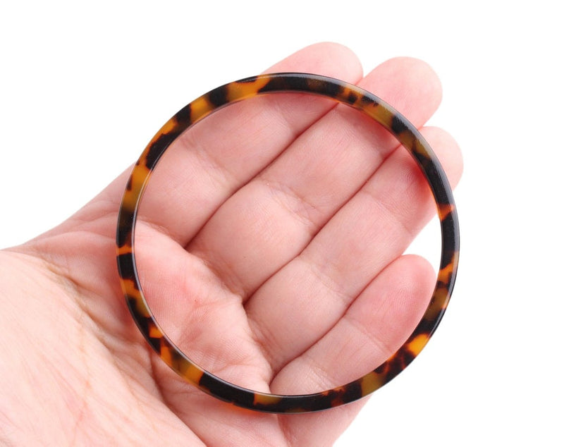 1 Tortoise Shell Ring, Craft Sewing Rings, Flat O Rings for Swimsuits, Bikini and Purse Hardware, Acetate Plastic, 2.9" Inch