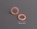 4 Small Ring Links in Light Peach with Stripes, Mini Round Circle Connectors, Slider Beads, Acetate Plastic, 15mm