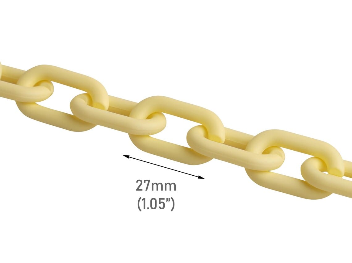 1ft Matte Yellow Acrylic Chain Links, 27mm, Ultra Smooth, For Pastel A