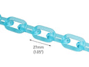 1ft Ice Blue Chain Links, 27mm, Transparent Acrylic, Oval Cable Connectors