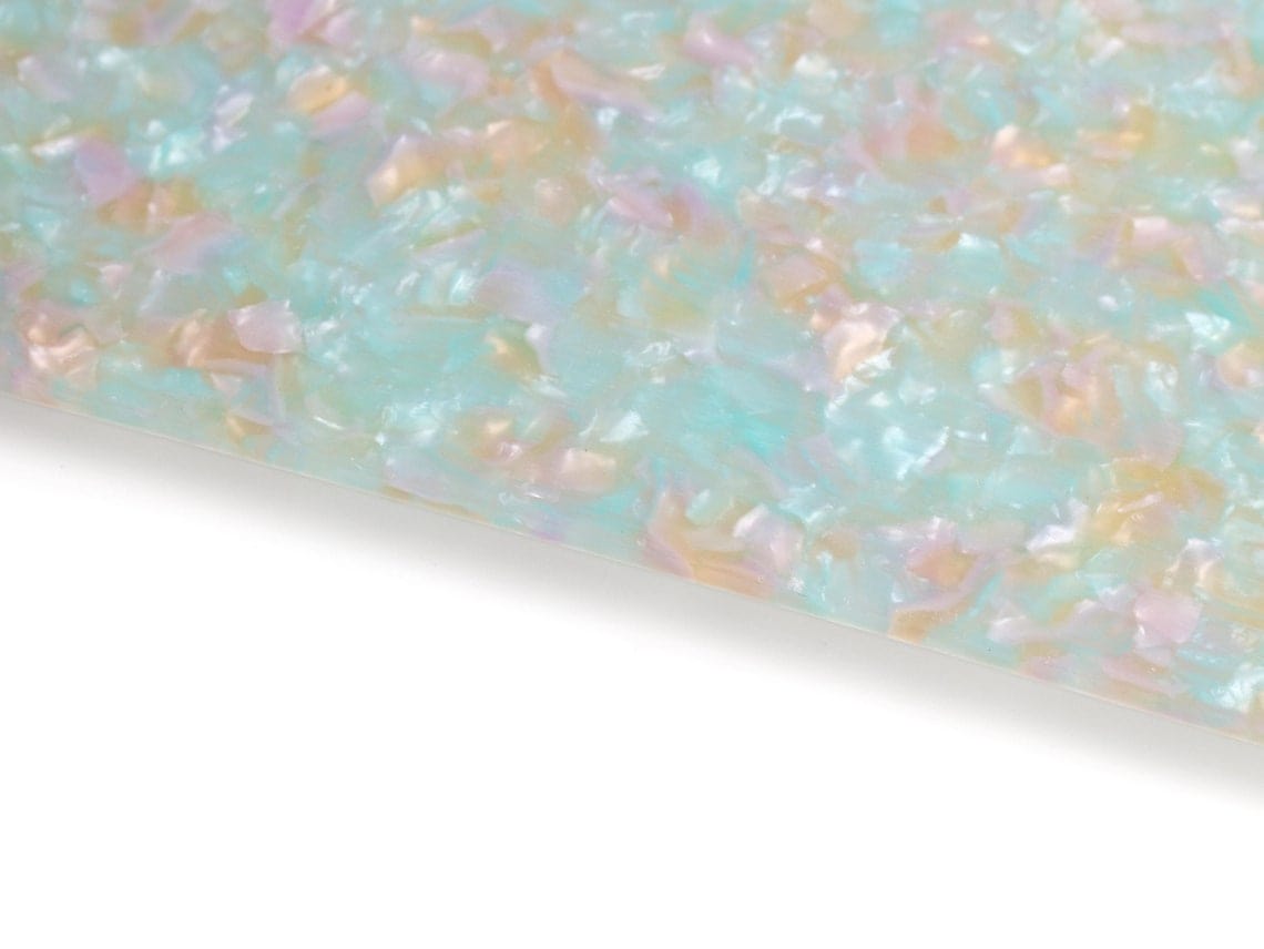 Cellulose Acetate Sheet in Mermaid, 19.6 x 8 Inch, 2.5mm Thick, Pearle