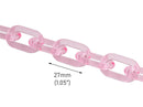 1ft Ballet Pink Chain Links, 27mm, Transparent Acrylic, Cute Girly Aesthetic