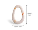 2 White Oval Hoop Beads with Caramel Brown Marbling, Big Chunky Loop Beads, Acrylic, 49 x 32mm