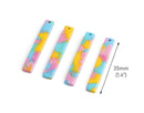 4 Thin Bar Charms in Light Blue, Pink and Yellow, Straight Vertical Bar Pendants, Earring Sticks, Acetate, 35 x 5.25mm