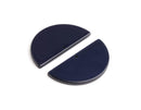 2 Midnight Blue Half Circle Charms, 1 Hole, Dark Blue Plastic Beads Plastic, Almost Black, Acetate, 37 x 18mm