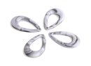 4 Teardrop Charms in Marbled White and Grey, Rounded Links for Earrings and Macrame, Acrylic, 38 x 22.5mm