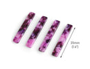4 Thin Bar Charms in Dark Purple Marble, Straight and Vertical Sticks, Cellulose Acetate, 35 x 5.25mm