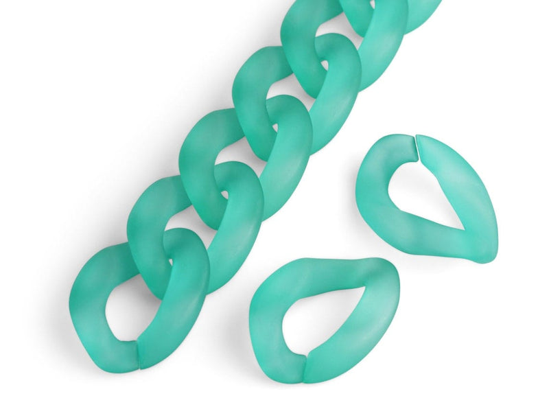 1ft Frosted Jade Green Acrylic Chain Links, 28mm, For Designer Curb Necklaces