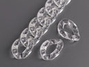 1ft Large Glitter Acrylic Chain Links in Crystal Clear, 30mm, Transparent, Cuban