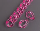 1ft Hot Pink Chain Links, 23mm, Transparent Acrylic, For Make It Yourself Jewelry
