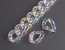 1ft Opal Clear Plastic Chain Links, 19mm, Transparent and Iridescent, Small Curb Twists