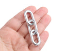 1ft Matte Silver Plastic Chain Links, 27mm, Metallic Acrylic, Satin Finish