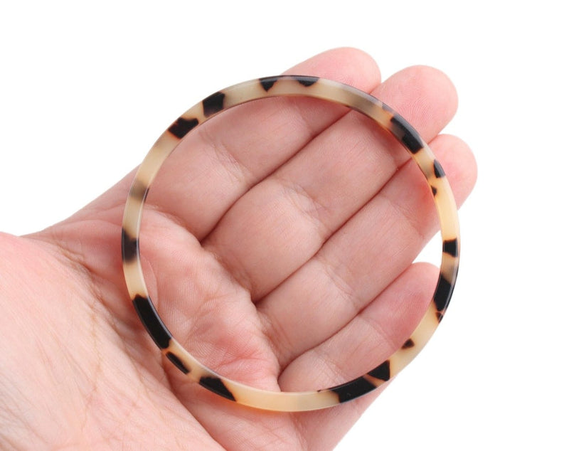 1 Blonde Tortoise Shell Ring, Large Flat O-Rings for Purse Hardware, Swimsuit Ring Connectors, Acetate, 2.9" Inch