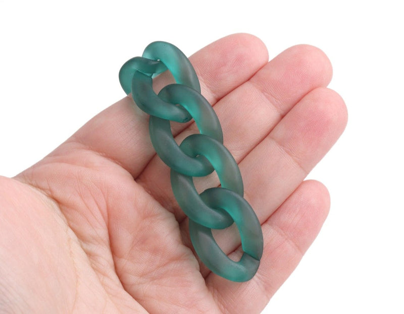 1ft Frosted Pine Green Chain Links, 28mm, Matte Acrylic, For Designer Bag Straps