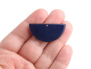2 Midnight Blue Half Circle Charms, 1 Hole, Dark Blue Plastic Beads Plastic, Almost Black, Acetate, 37 x 18mm