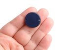 4 Round Connectors in Midnight Blue, 2 Holes, Flat Circle Discs, Cellulose Acetate, 22mm