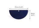 2 Midnight Blue Half Circle Charms, 1 Hole, Dark Blue Plastic Beads Plastic, Almost Black, Acetate, 37 x 18mm
