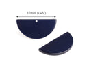 2 Midnight Blue Half Circle Charms, 1 Hole, Dark Blue Plastic Beads Plastic, Almost Black, Acetate, 37 x 18mm