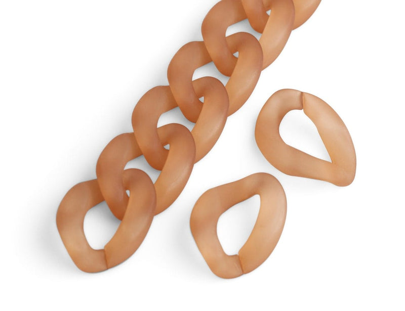1ft Frosted Camel Brown Acrylic Chain Links, 28mm, Designer Supply, For DIY Crafts
