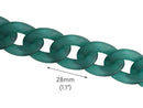1ft Frosted Pine Green Chain Links, 28mm, Matte Acrylic, For Designer Bag Straps