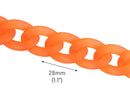 1ft Frosted Orange Acrylic Chain Links, 28mm, For Decorative Clog Shoe Chains