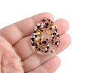 4 Large Teardrop Pendants in Hollywood Gala, Gold, Black and White, Metallic Confetti Dots, Clear Acrylic Bead, 40 x 31.5mm