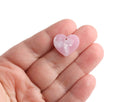 4 Small Heart Charms in Pink Pearl, Mini Kawaii Beads, Craft Supply Acetate, 19.5 x 17mm