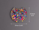 2 Large Half Circle Pendants in Cocktail Party, Pink, Blue and Gold, Confetti Dots, Transparent Acrylic, 37 x 33.5mm