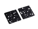 2 Large Square Charms in Night Sky, Matte Black, Spray Paint Splatter Dots, Acrylic, 30 x 30mm