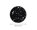 4 Round Charms in Night Sky, Black with White Spray Paint Splatter, Smooth Matte, Acrylic, 35mm