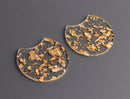 2 Clear Acrylic Charms with Gold Foil Flakes, Half Circle Beads, Flat Round Discs, Designer Charms, 37 x 33.5mm