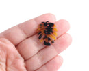 2 Palm Leaf Charms in Tortoise Shell, 1 Hole, Leaf Skeleton Shape, Acetate Plastic, 27 x 22.5mm