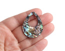 2 Large Teardrop Charms in Natural Abalone, Multicolored Charms, Mother of Pearl Colored, Acrylic, 38 x 30mm