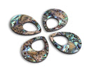 2 Large Teardrop Charms in Natural Abalone, Multicolored Charms, Mother of Pearl Colored, Acrylic, 38 x 30mm