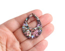 4 Large Teardrop Pendants in Pink Abalone, 1 Drilled Hole, Mother of Pearl Colored, Acrylic, 38 x 30mm
