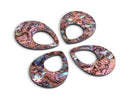 4 Large Teardrop Pendants in Pink Abalone, 1 Drilled Hole, Mother of Pearl Colored, Acrylic, 38 x 30mm