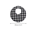 2 Houndstooth Ring Pendants, Thin Flat Discs, Black and White Pixelated Pattern, Printed Acrylic, 35mm